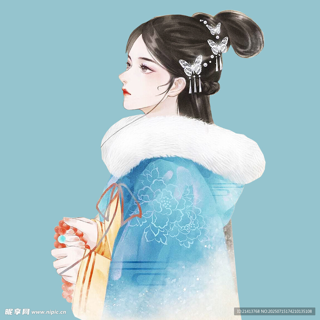 古風(fēng)女子持物側(cè)顏圖
