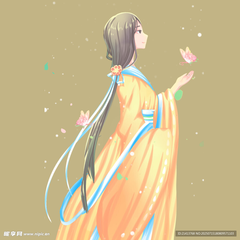 古風(fēng)少女輕揚花瓣