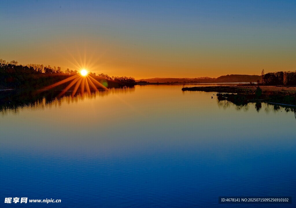 湖畔日落美景