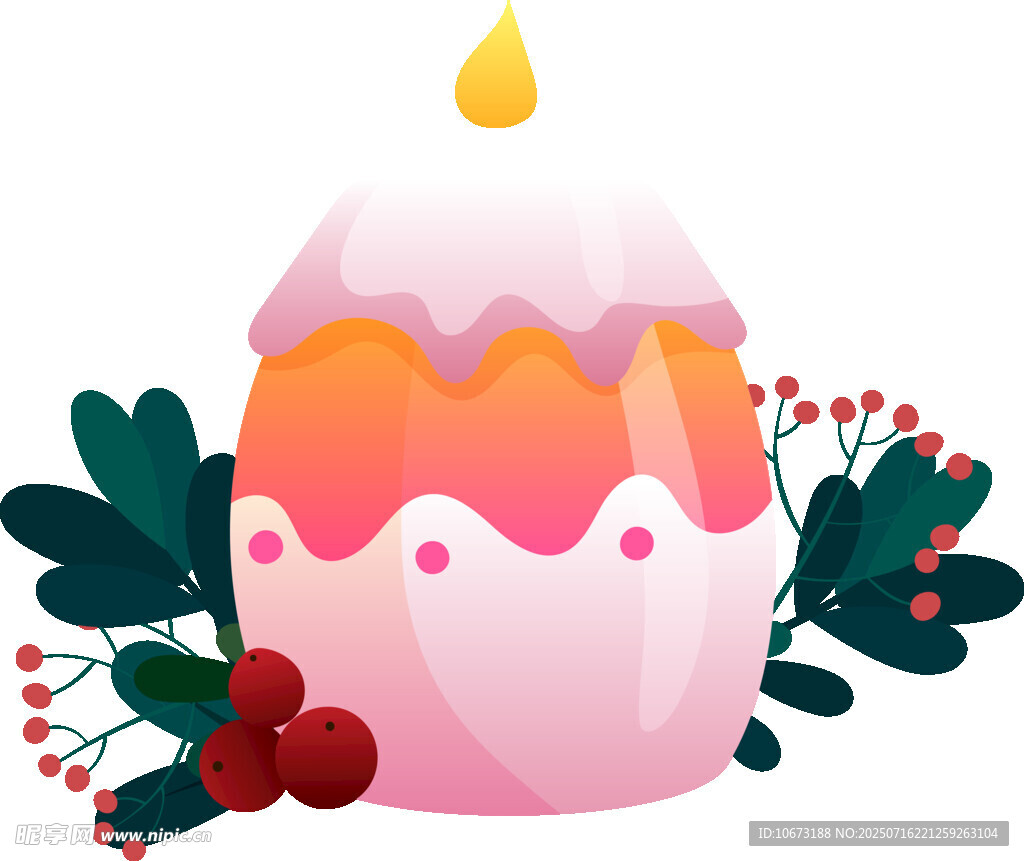 可愛圣誕蠟燭插畫
