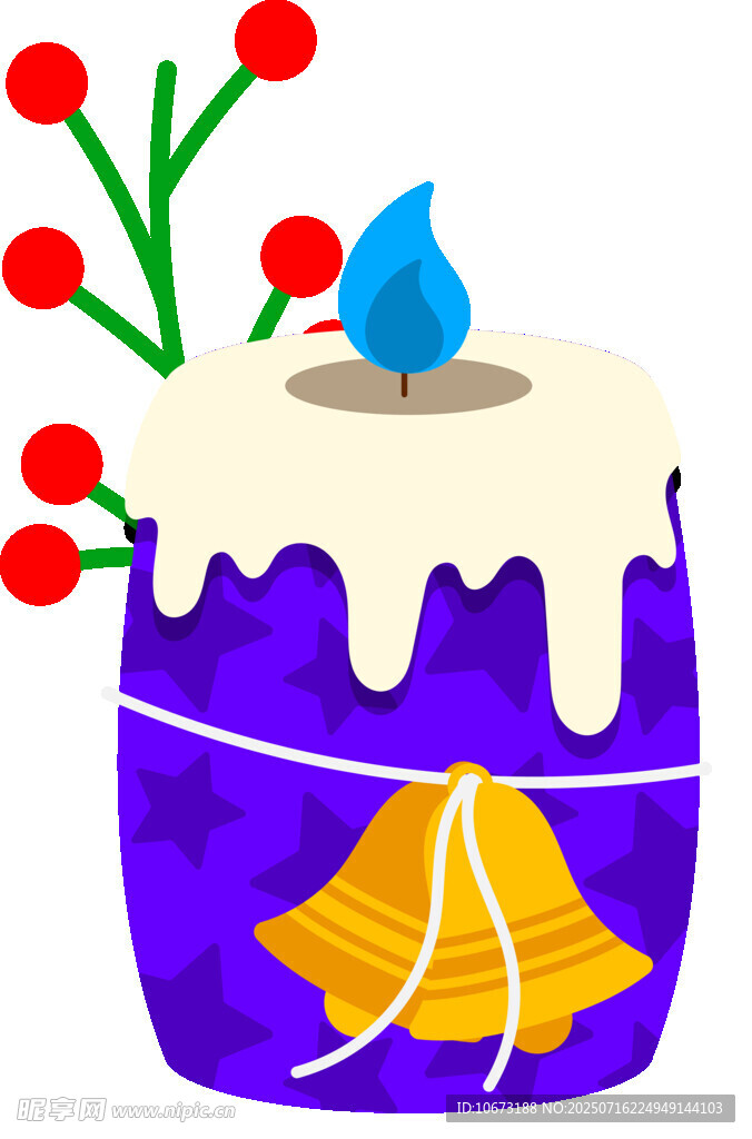 圣誕鈴鐺蠟燭裝飾插畫