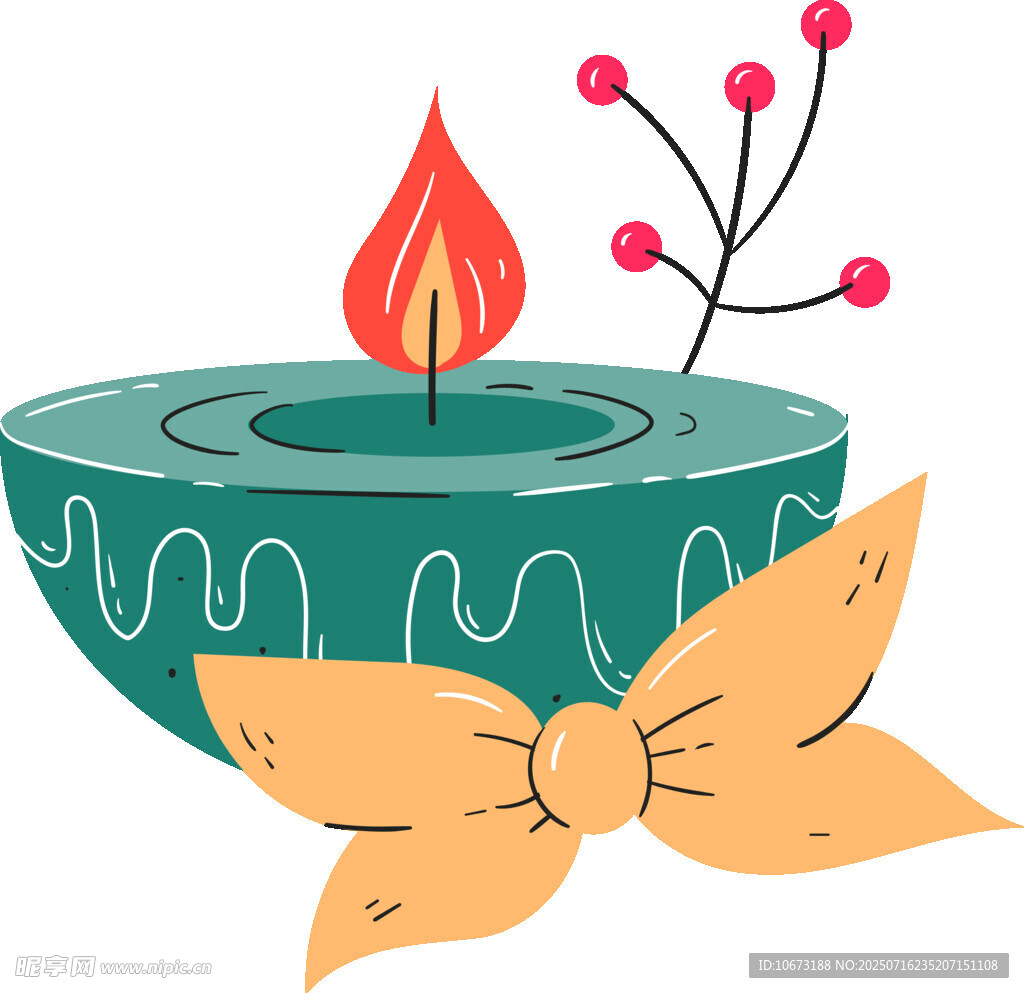 節(jié)日裝飾蠟燭插畫(huà)