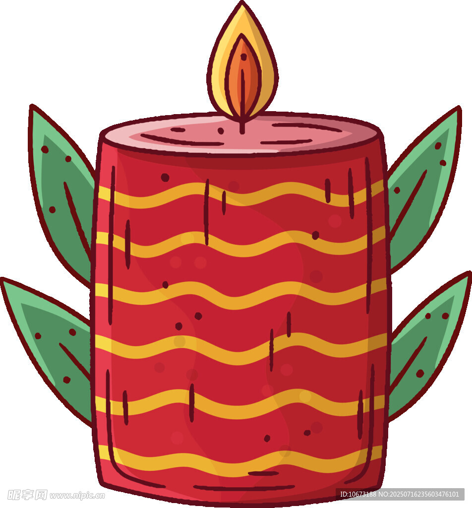 紅色條紋蠟燭插畫