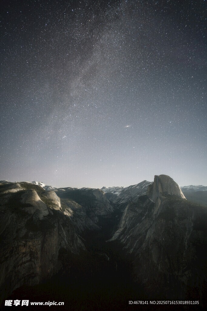 夜空下的壯麗山谷景觀