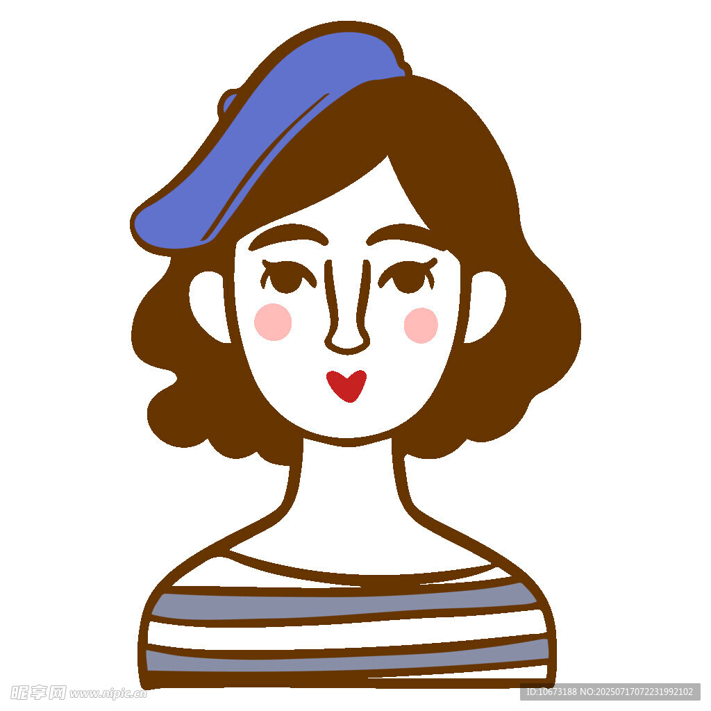 戴貝雷帽的條紋衫女孩