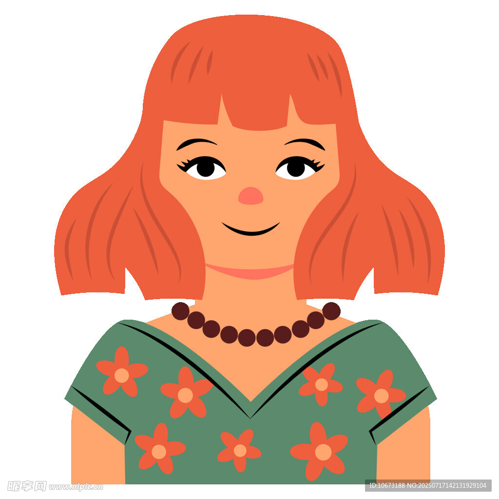 紅發(fā)碎花衣微笑的女士