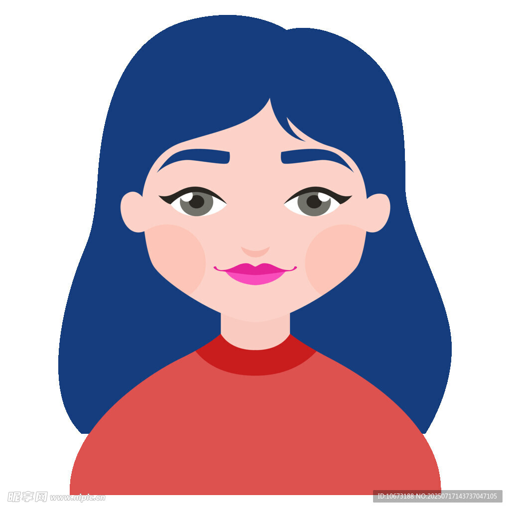 藍發(fā)紅衣女性頭像