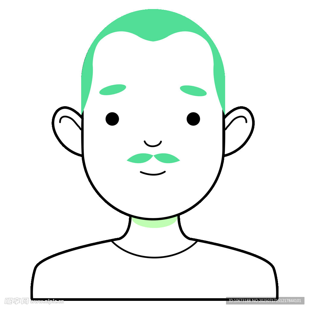 綠發(fā)小胡子男性頭像