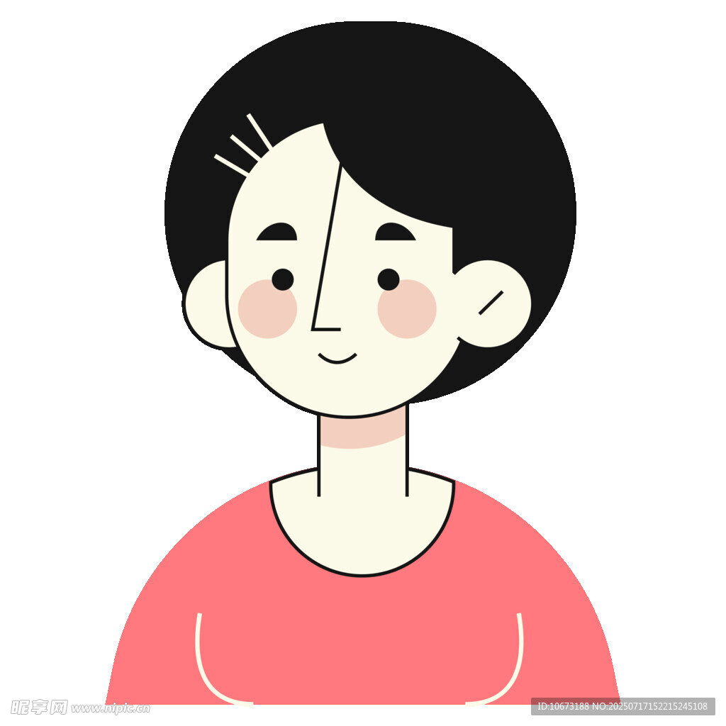 短發(fā)紅衣女性頭像