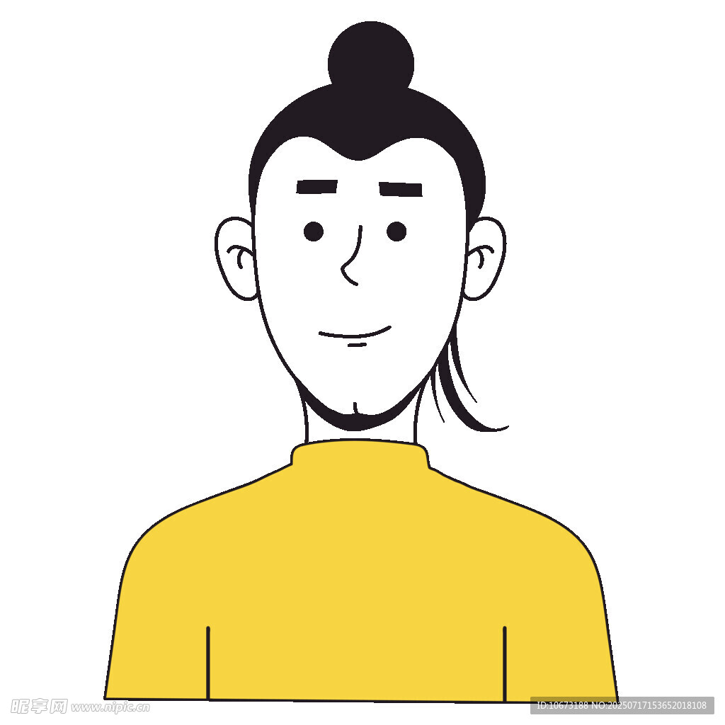 扎發(fā)髻的黃衣男子頭像