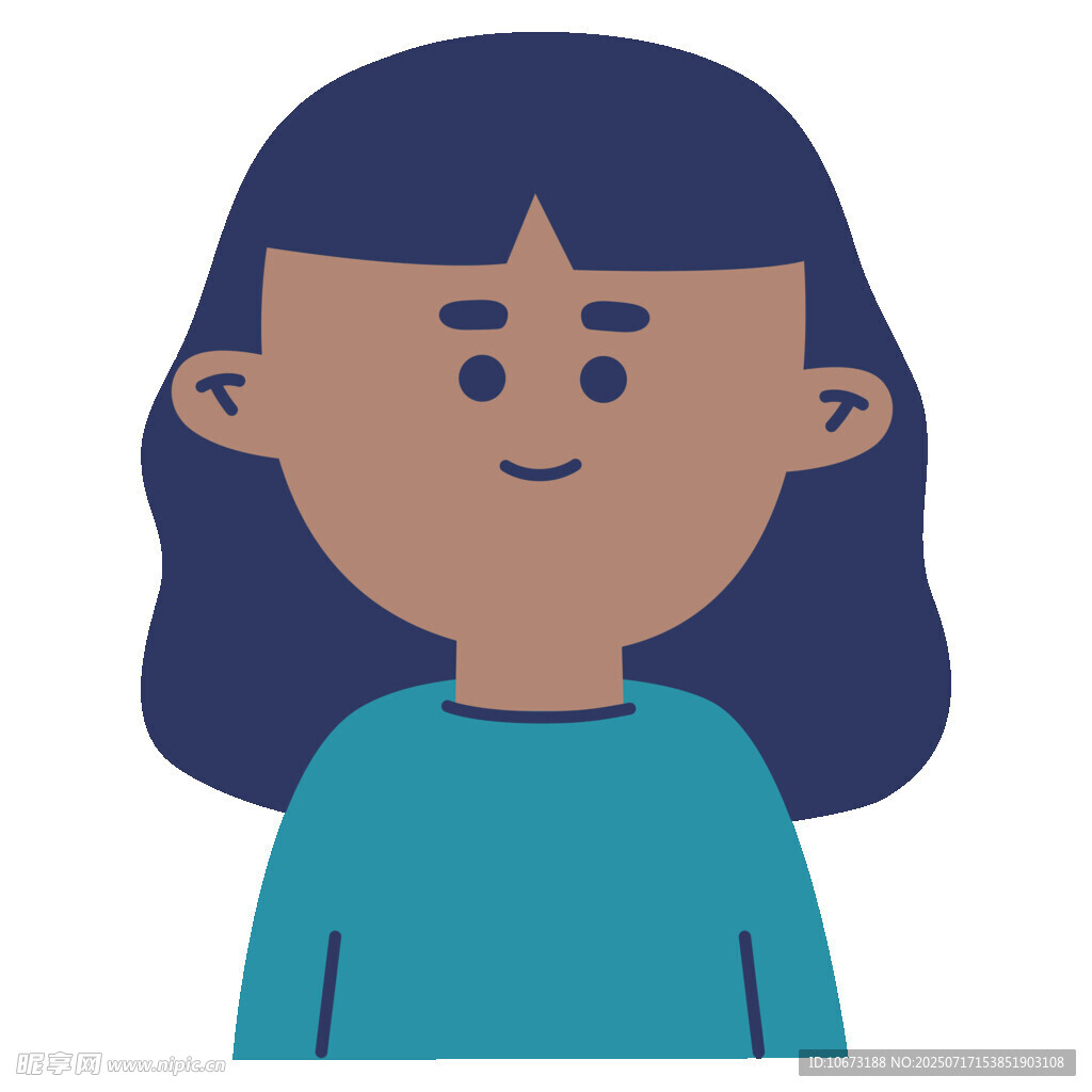 微笑的藍(lán)衣長發(fā)女孩