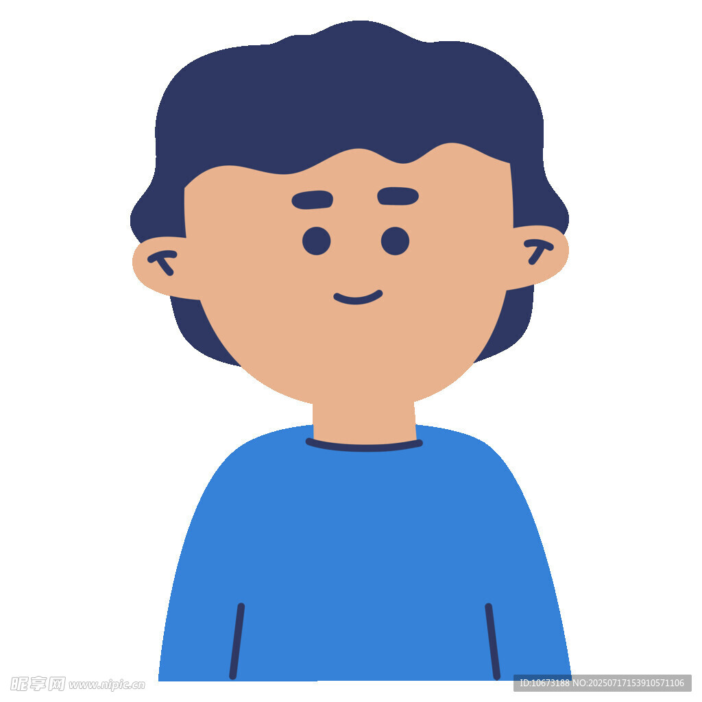 穿藍上衣的微笑男孩