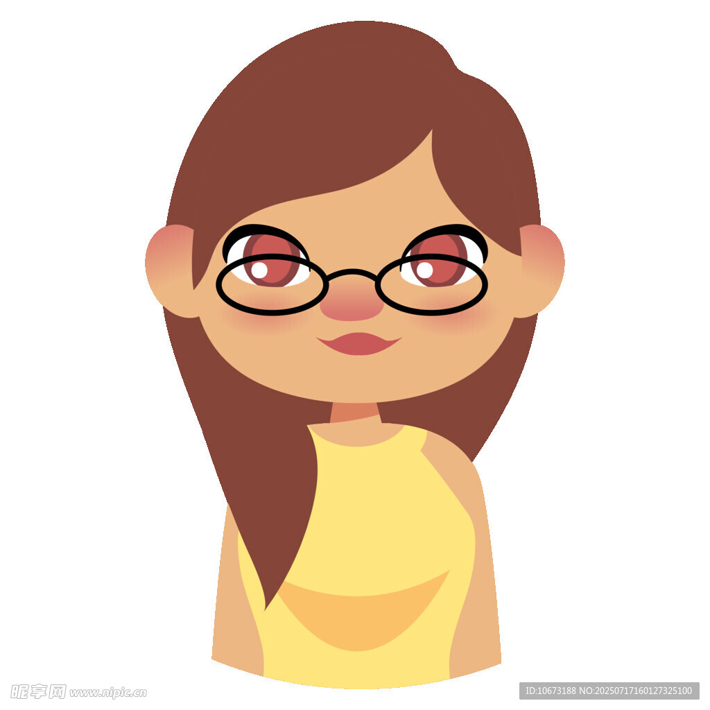 戴眼鏡的可愛(ài)長(zhǎng)發(fā)女孩