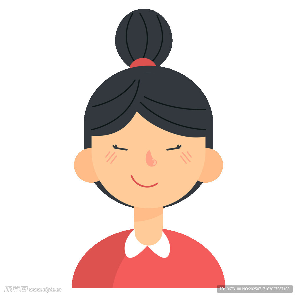 微笑扎發(fā)髻的紅衣女孩