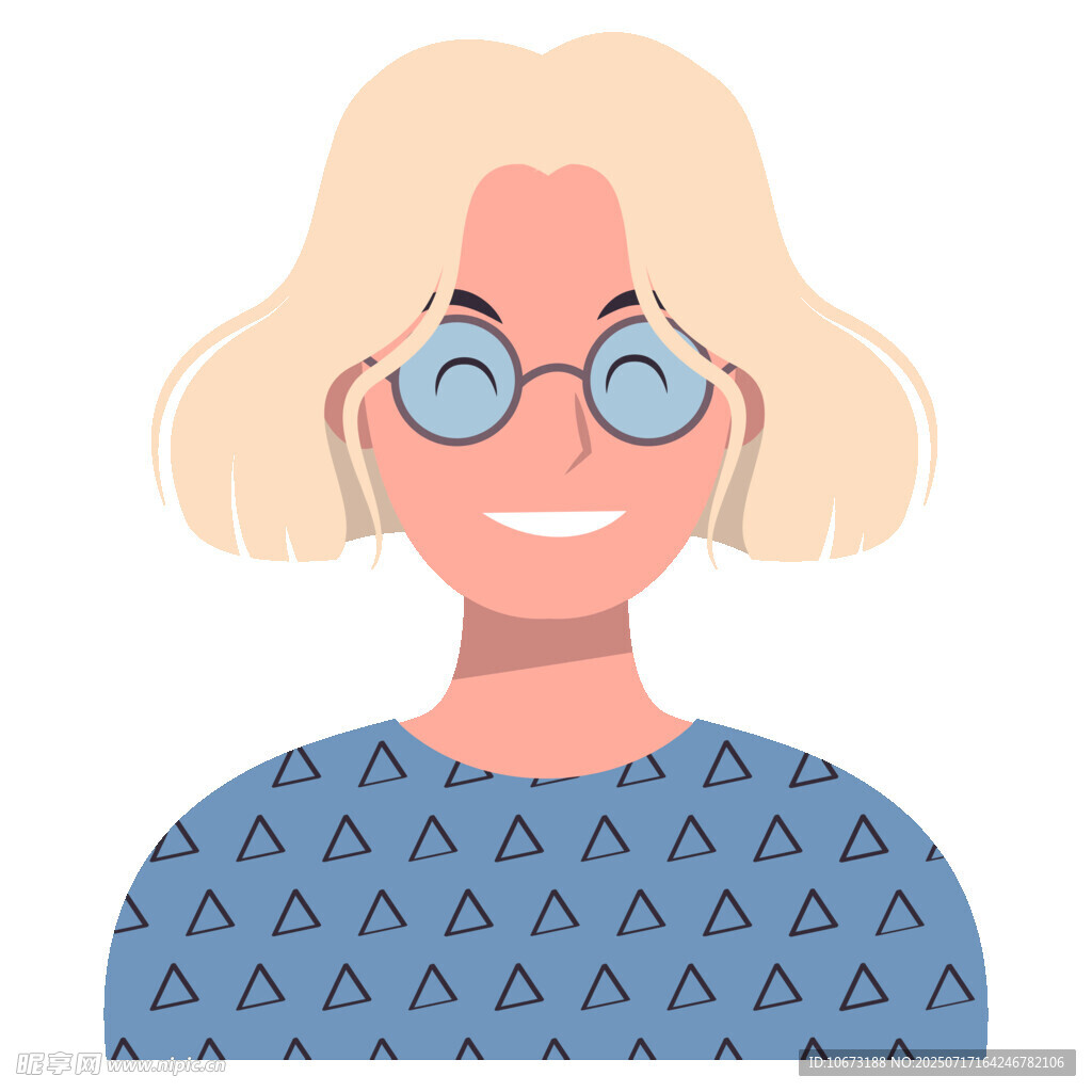 戴眼鏡的微笑短發(fā)女性