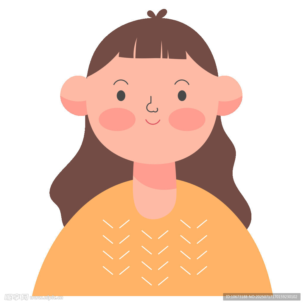 微笑女孩的可愛插畫形象