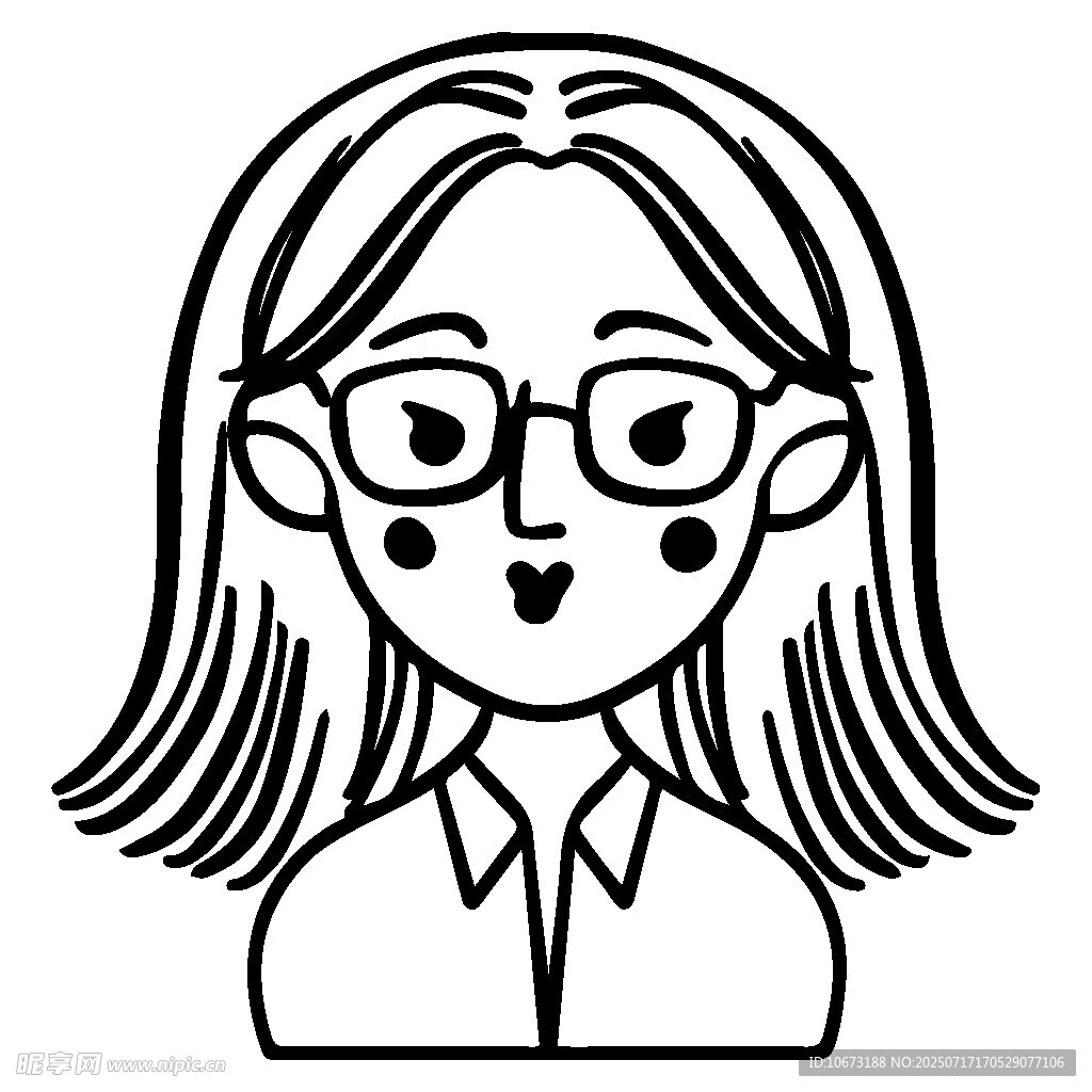 戴眼鏡的長(zhǎng)發(fā)女性頭像
