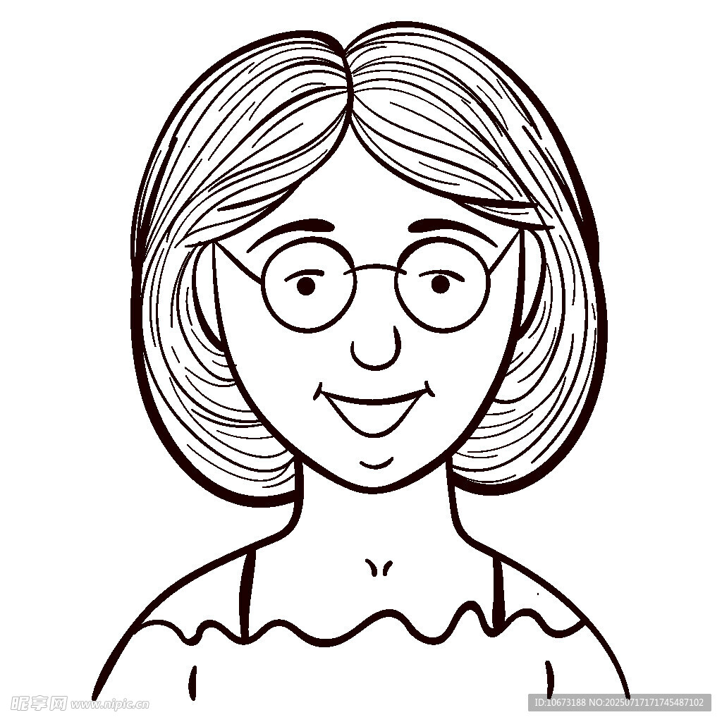 戴眼鏡的短發(fā)女性頭像