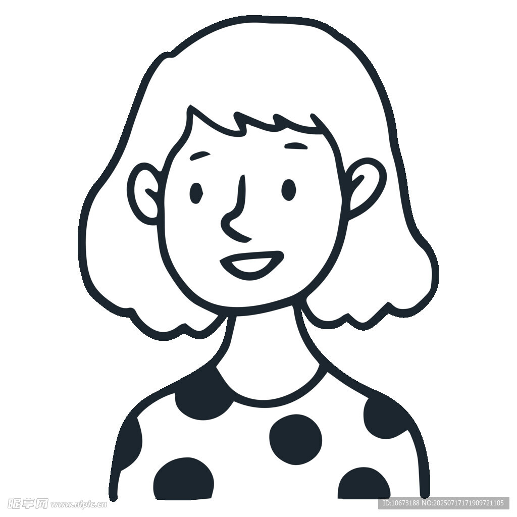 波點(diǎn)上衣女士頭像插畫(huà)
