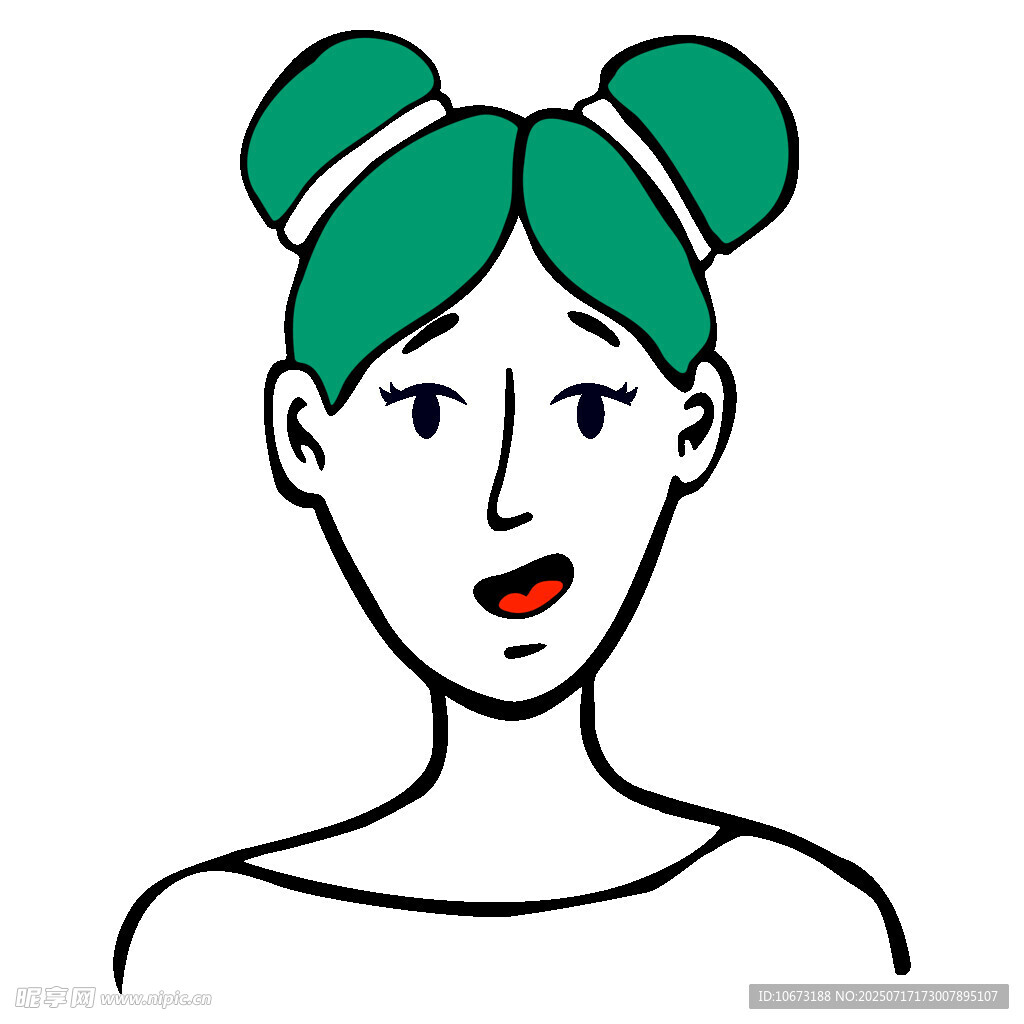 綠發(fā)雙髻女孩頭像