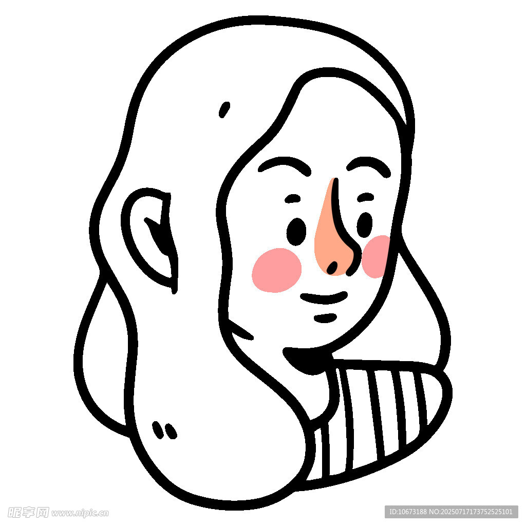 微笑長(zhǎng)發(fā)女孩卡通頭像
