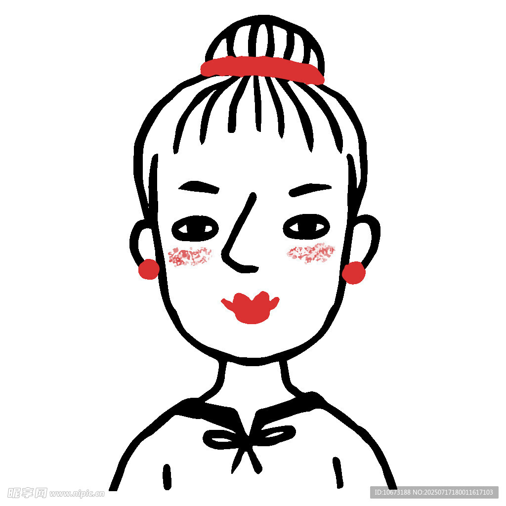 扎發(fā)髻戴紅飾的可愛女孩