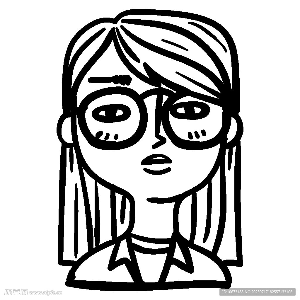 戴眼鏡的長發(fā)女性頭像
