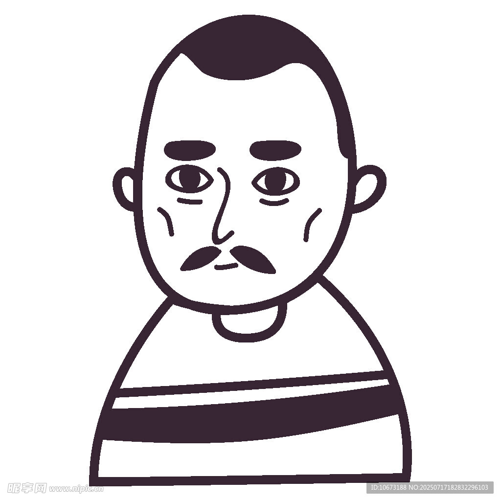 卡通條紋衫男子頭像