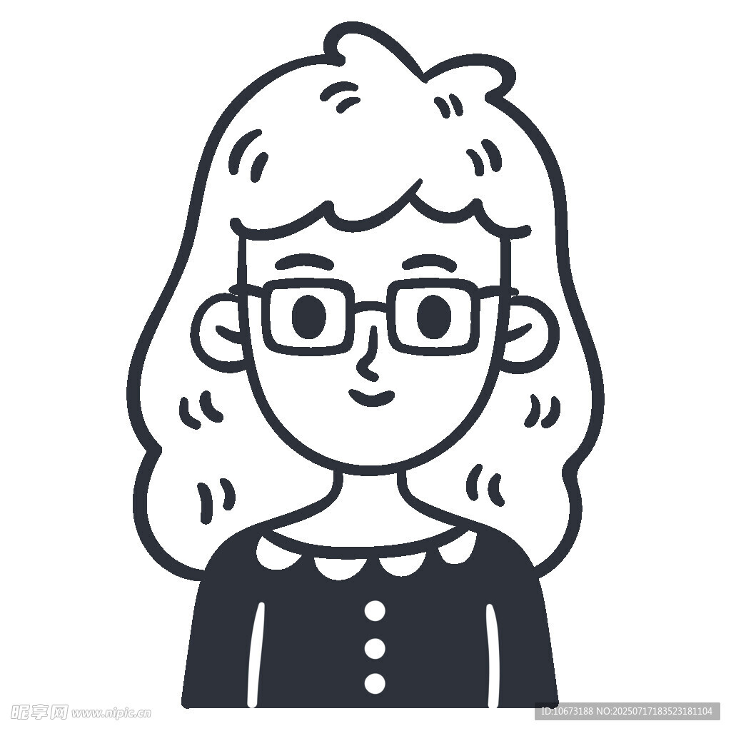 戴眼鏡的長(zhǎng)發(fā)女性形象