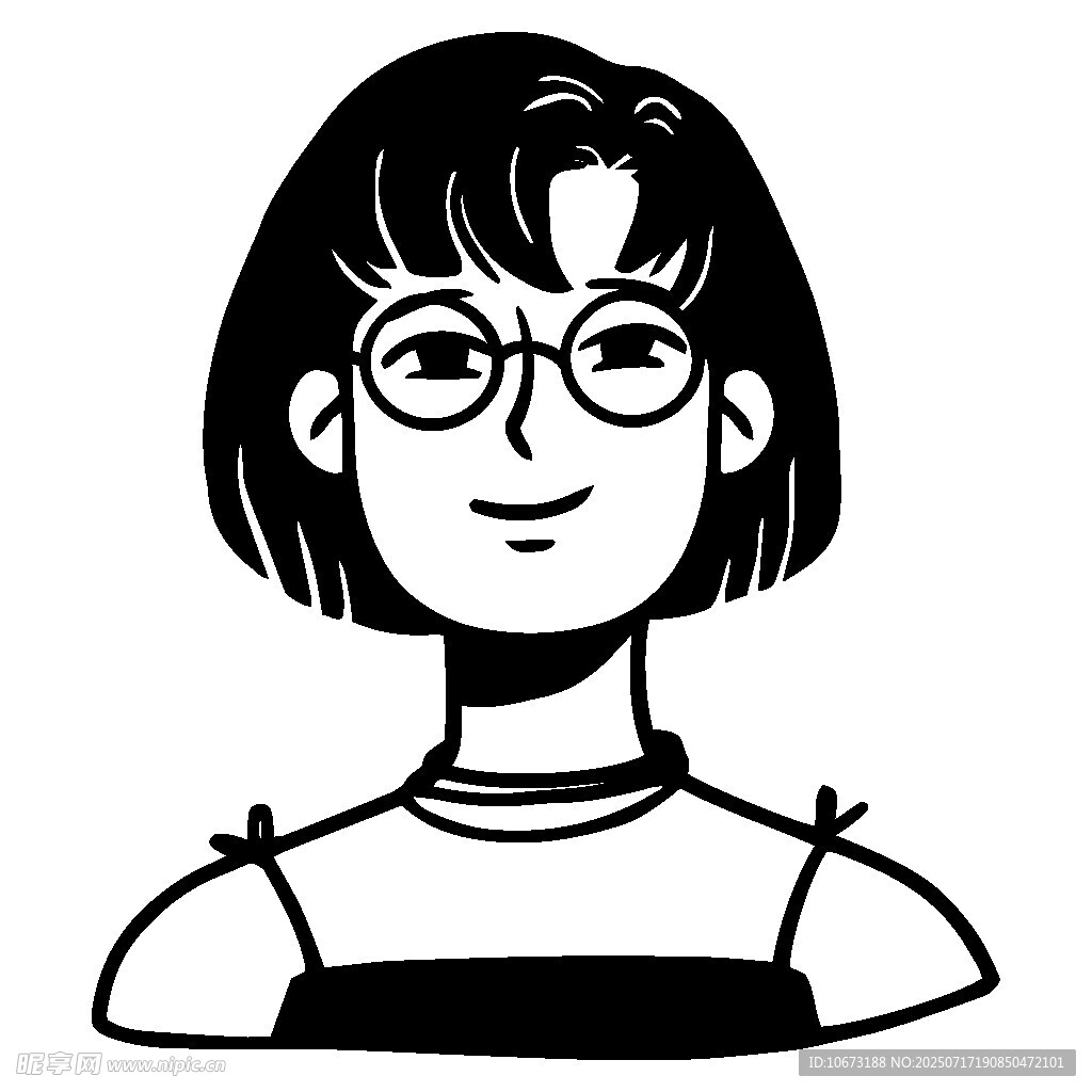 戴眼鏡的短發(fā)女孩形象