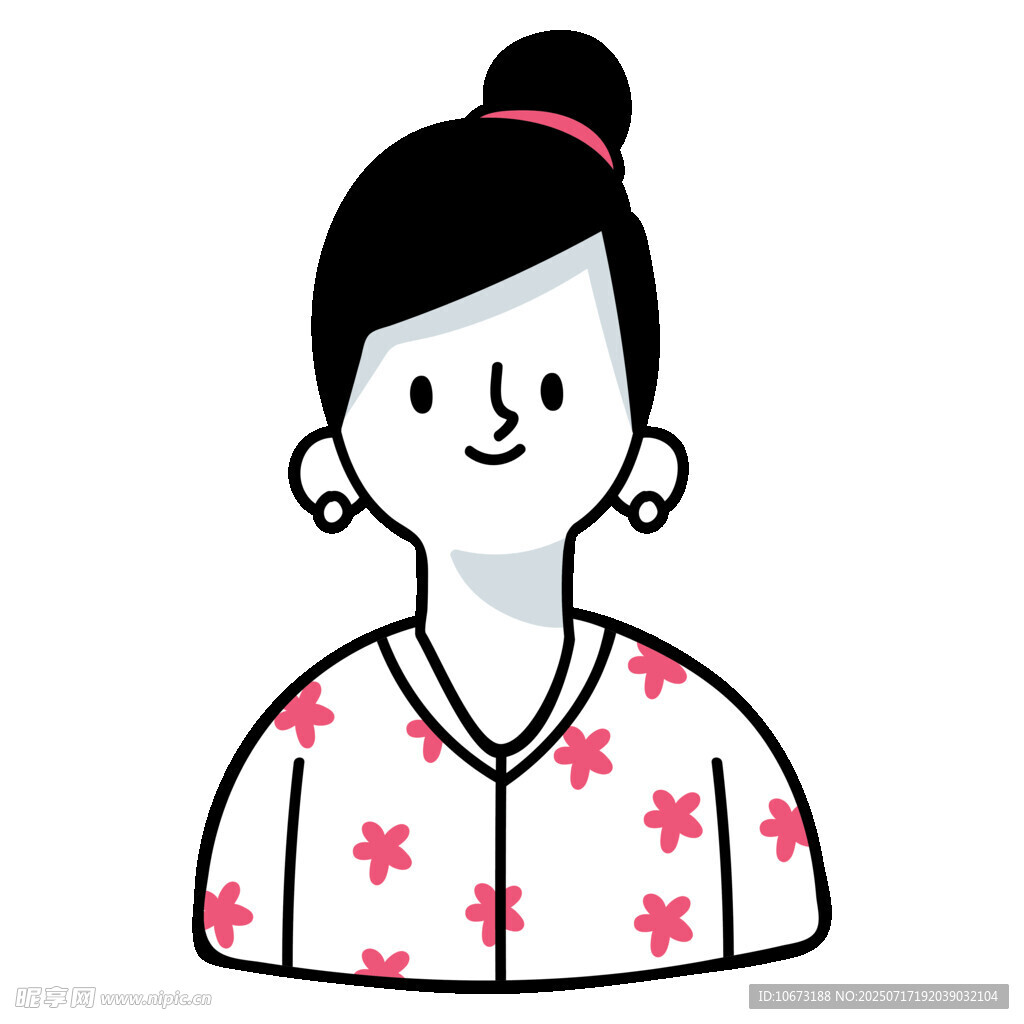 穿花上衣的扎發(fā)女性