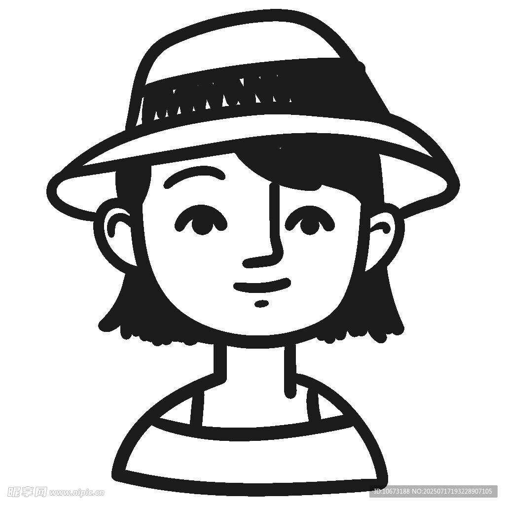 戴帽短發(fā)女性頭像