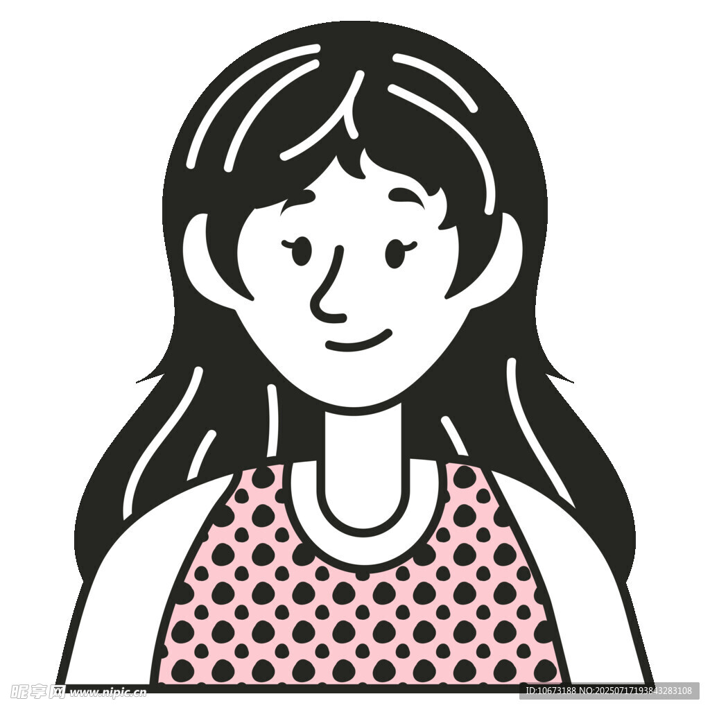 長(zhǎng)發(fā)女孩穿波點(diǎn)上衣
