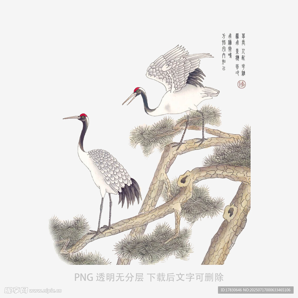 松上雙鶴圖