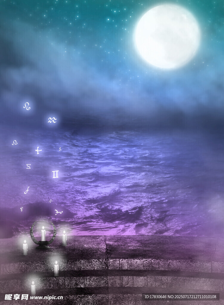 夢幻月夜下的靜謐海面