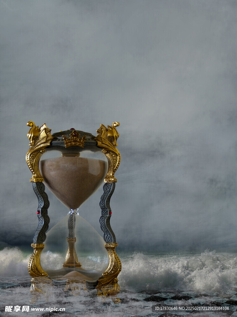 金色沙漏置于云海之上