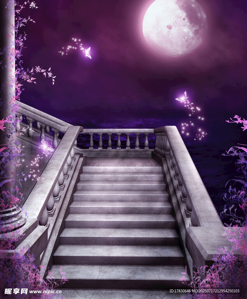 夢(mèng)幻月夜下的神秘階梯