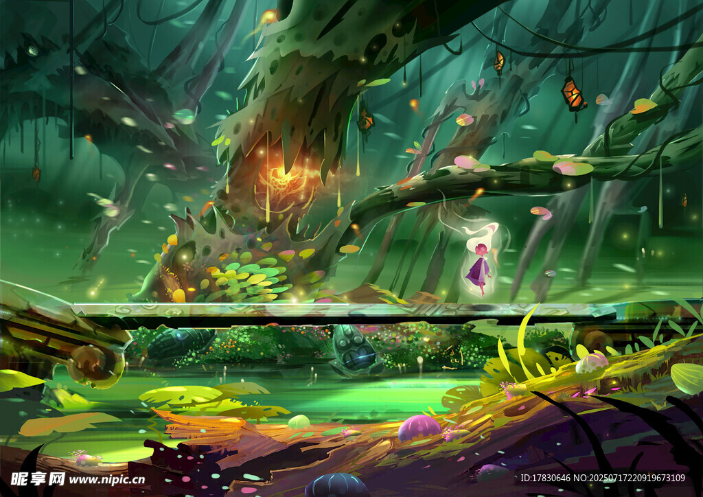 奇幻森林中的神秘場景