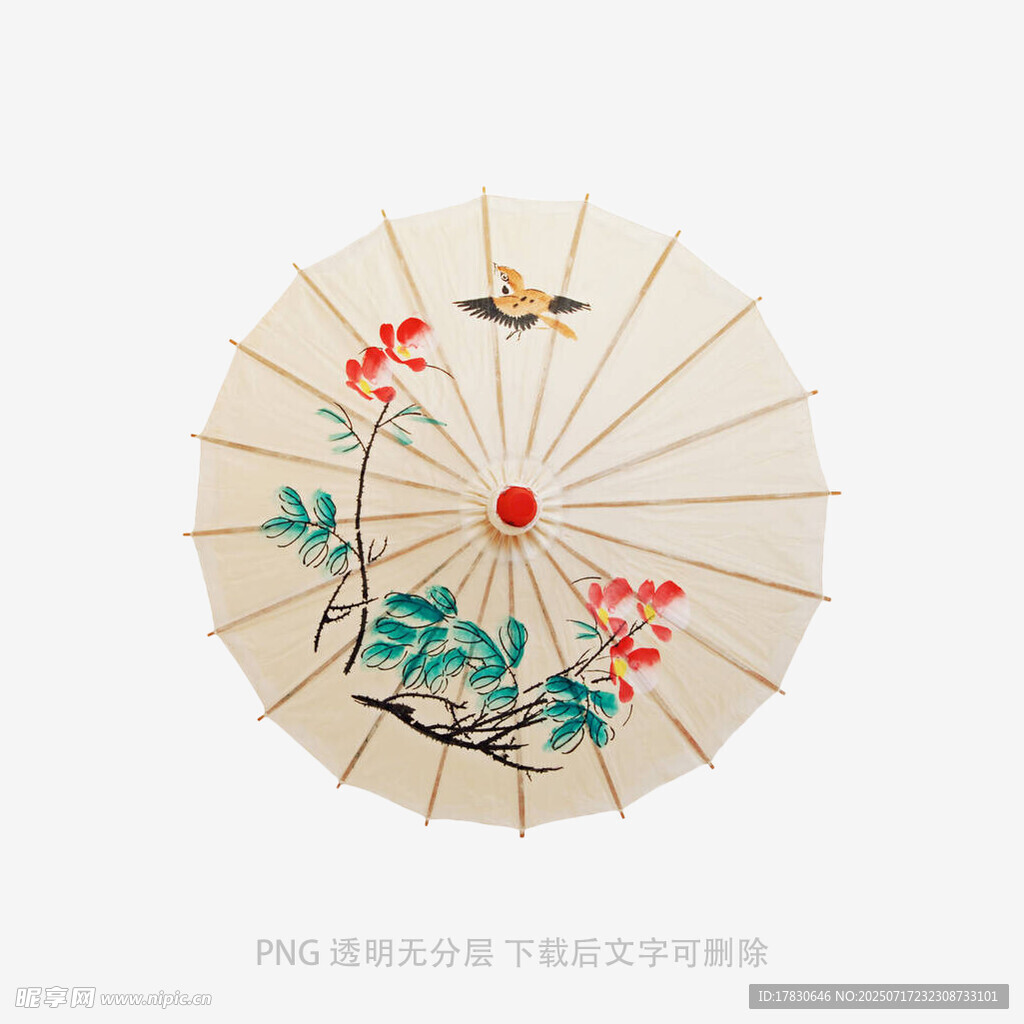 中式手繪花鳥油紙傘