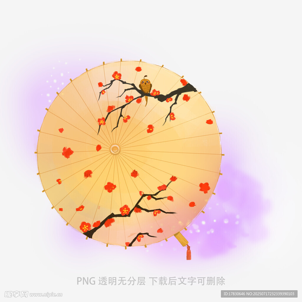古風桃花油紙傘圖案設計