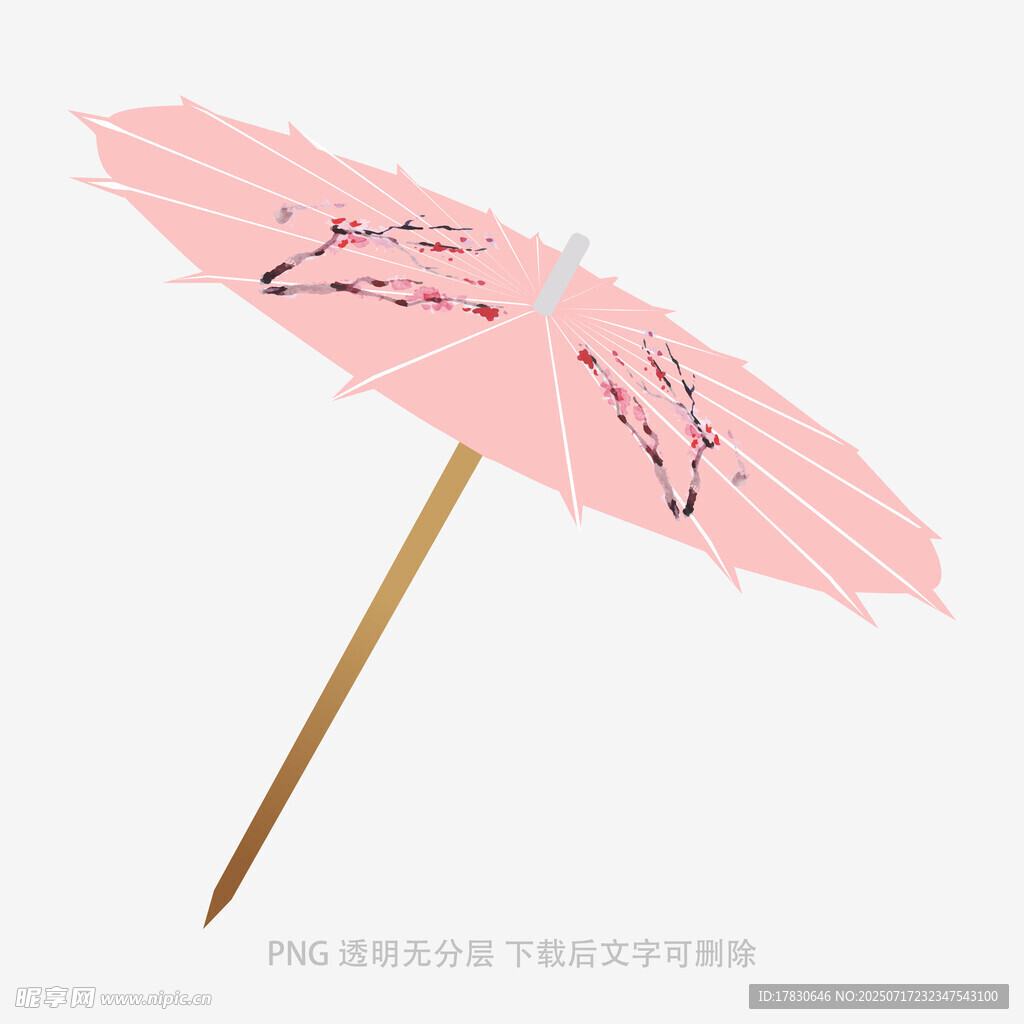 粉色古風手繪花紋油紙傘