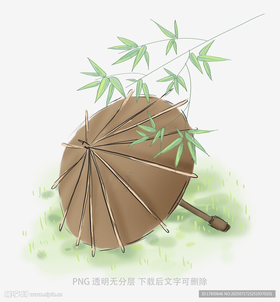 竹林下的古風油紙傘