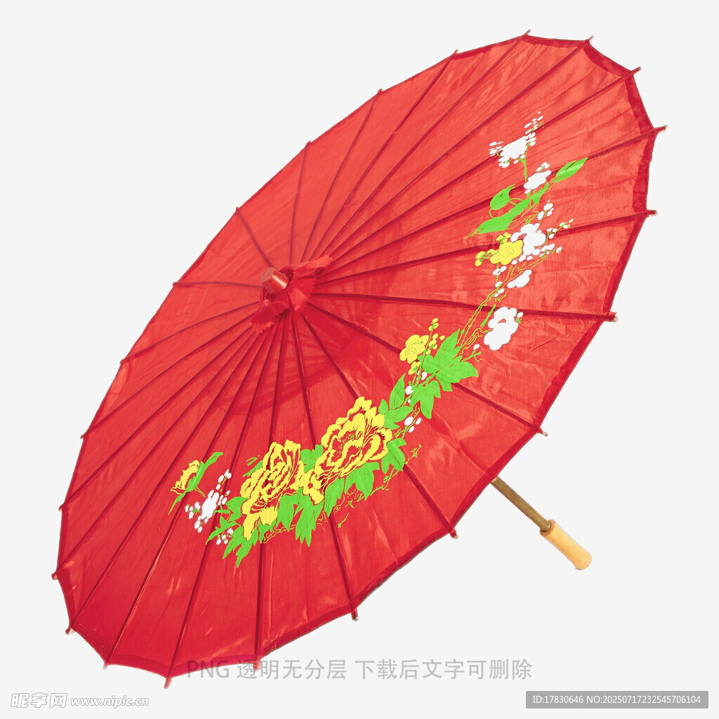 紅色手繪花卉傳統(tǒng)油紙傘