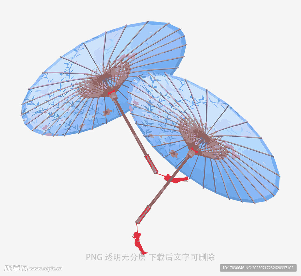 藍(lán)色古風(fēng)油紙傘雙傘圖