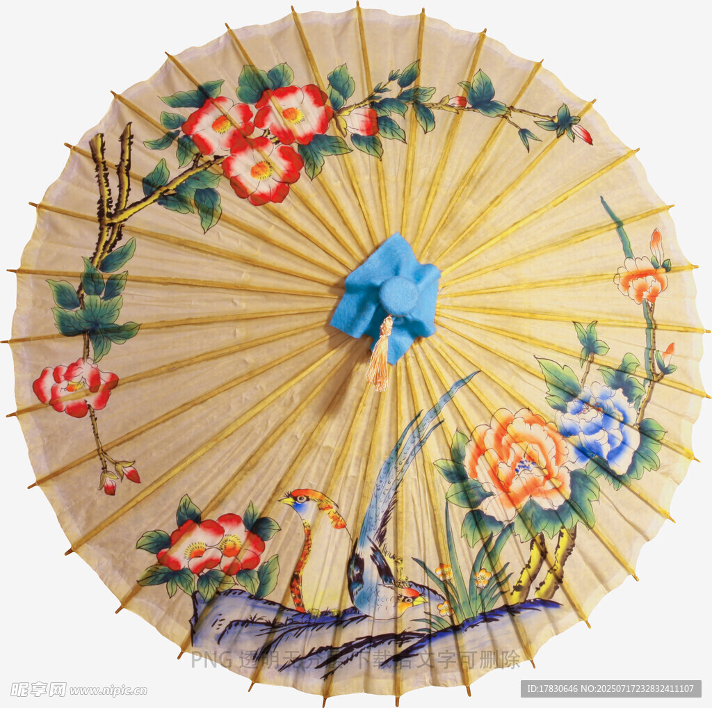 古典花卉圖案手工油紙傘