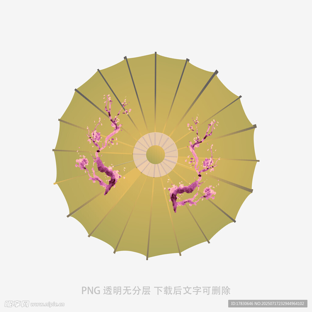 中式手繪花卉油紙傘圖案