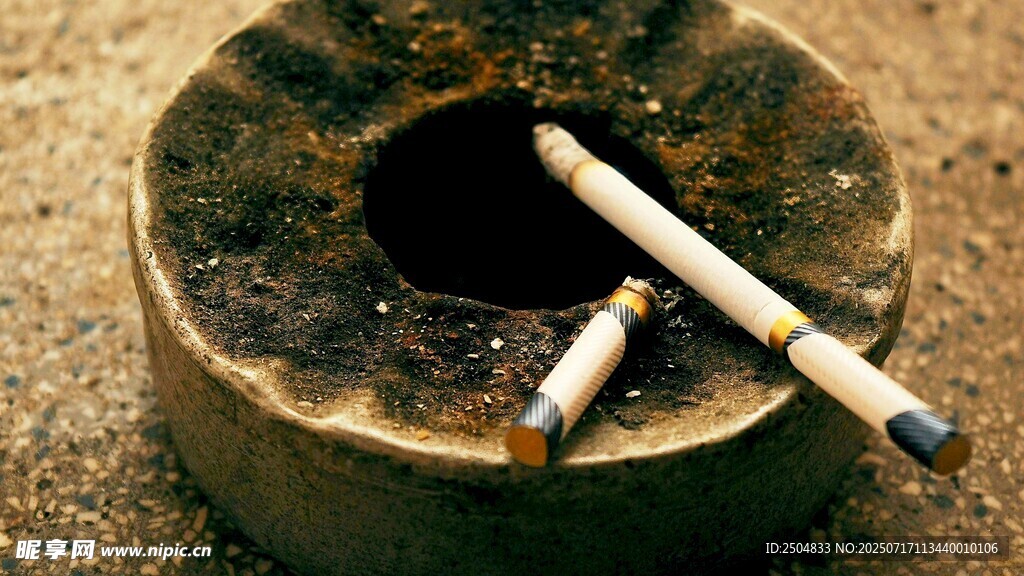 煙灰缸中的兩支香煙