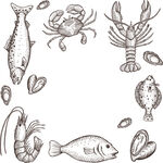 手繪海洋生物邊框圖案