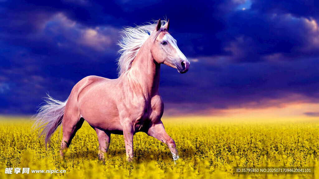 草原上奔跑的夢(mèng)幻粉馬