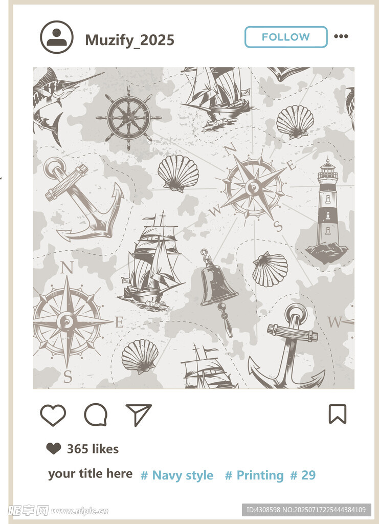 航海風(fēng)滿印印花底紋